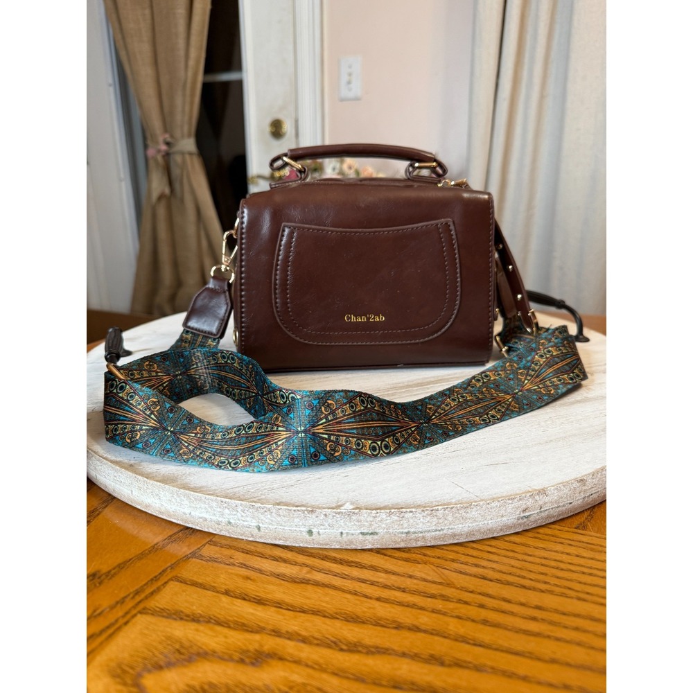 Brown Faux Leather Satchel Crossbody Bag w/ Boho Adjustable Strap – Chan'2ab – E
